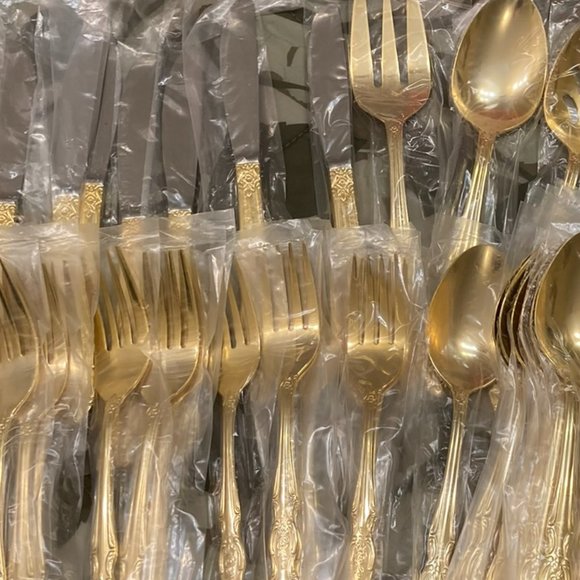 Serena Gold Plated Flatware, 45 pieces, 8 settings, by Estia. NWOT - Picture 10 of 10
